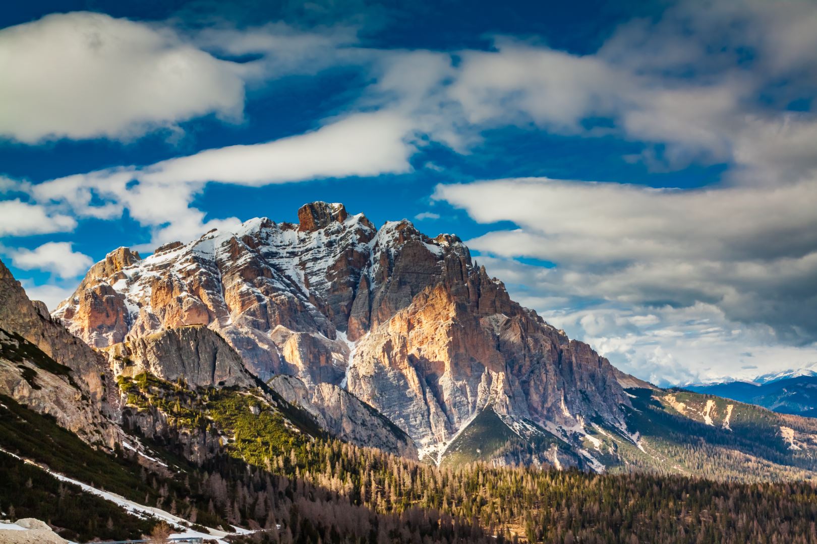 Beautiful spring sunrise in Dolomites, Italy, Europe